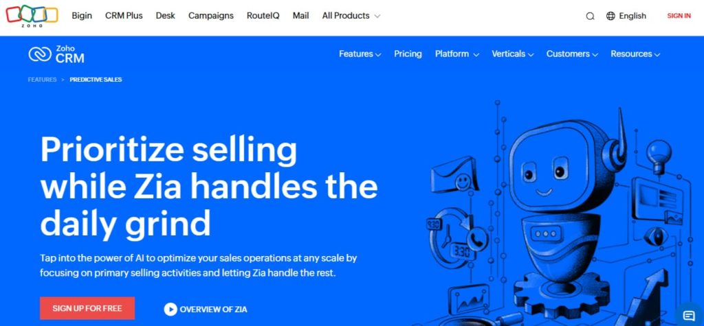 Zoho CRM with Zia AI