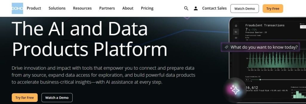 Domo AI – Best for Financial Data Visualization