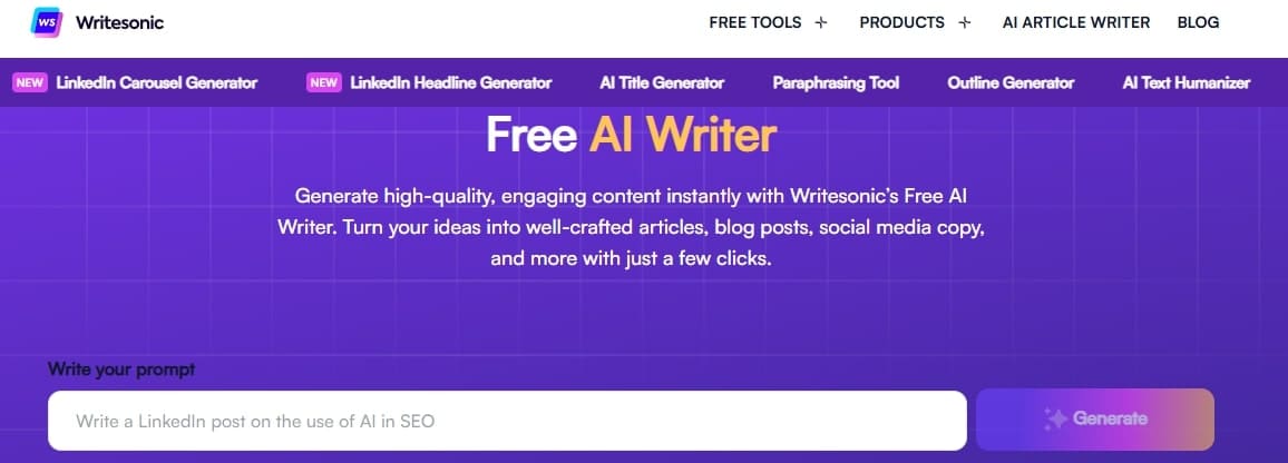 Writesonic – Affordable AI Writing Tool